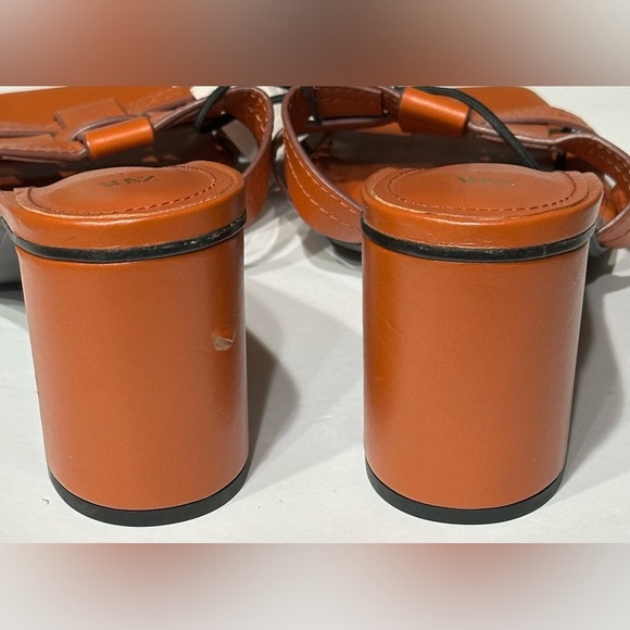 ZARA Women's Square Toe Heeled Slip Sandals in Brown US Size 10 Run Small, New - Picture 5 of 10